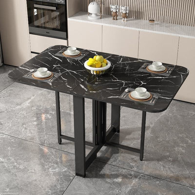Dining Table Set - Modern Foldable MDF with Iron Base | Space-Saving Design for Dining Room or Kitchen 1