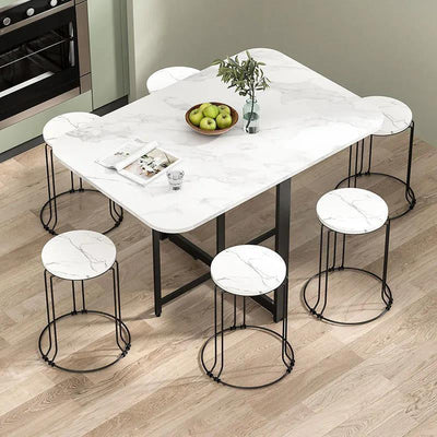 Dining Table Set - Modern Foldable MDF with Iron Base | Space-Saving Design for Dining Room or Kitchen 3