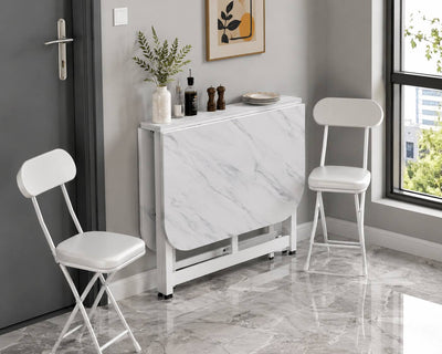 Dining Table Set - Modern Foldable MDF with Iron Base | Space-Saving Design for Dining Room or Kitchen 9