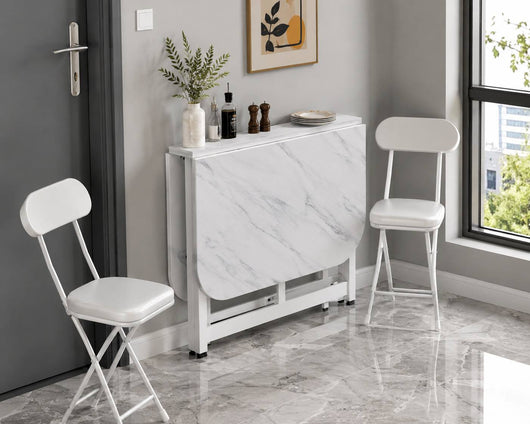 Dining Table Set - Modern Foldable MDF with Iron Base | Space-Saving Design for Dining Room or Kitchen 9
