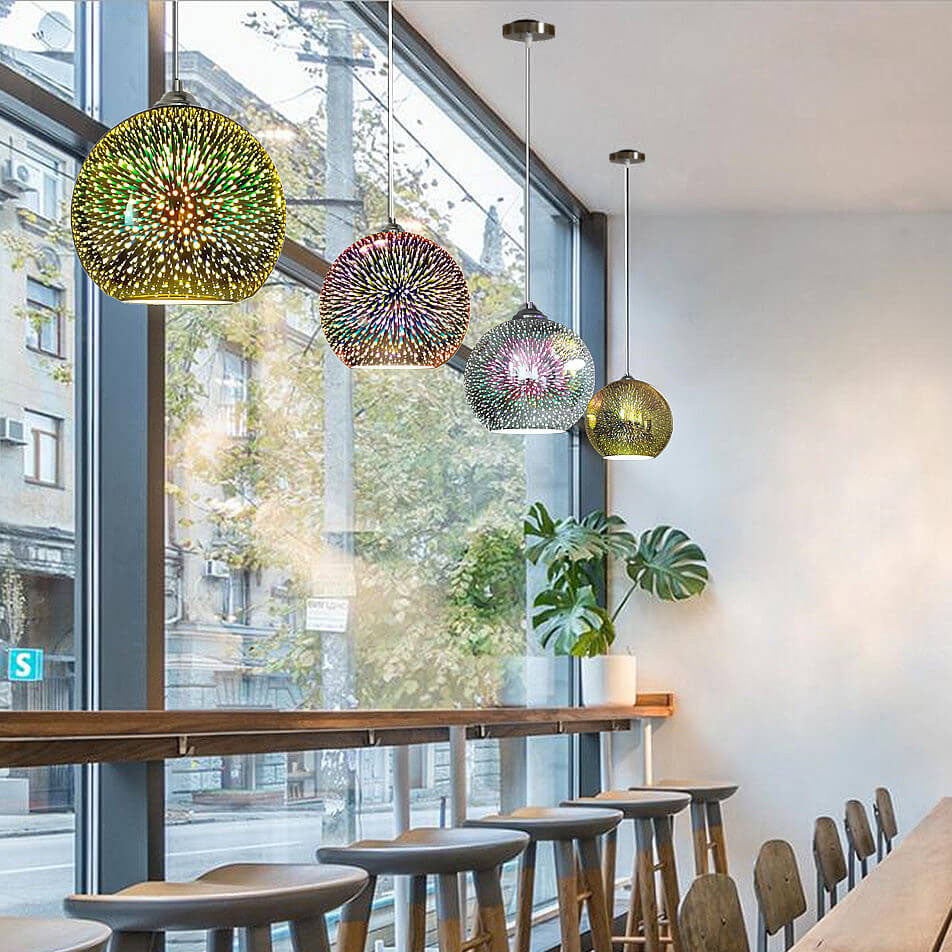 Dome Pendant Light | Colorful Glass Shade | Modern Design for Living Room 3