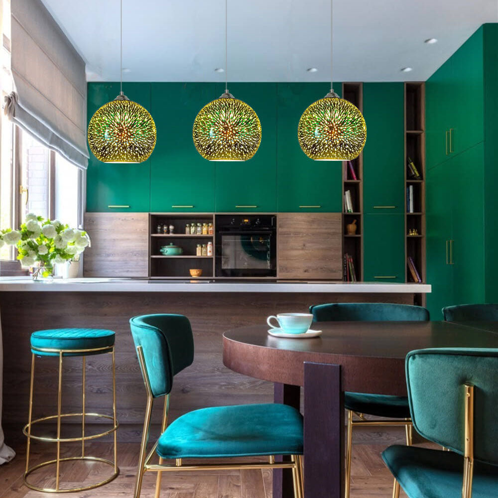 Dome Pendant Light | Colorful Glass Shade | Modern Design for Living Room 4