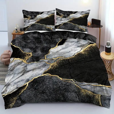 Duvet Cover Queen Set | Luxurious Golden Marble Microfiber | Soft & Stylish | Bedroom Decor 5