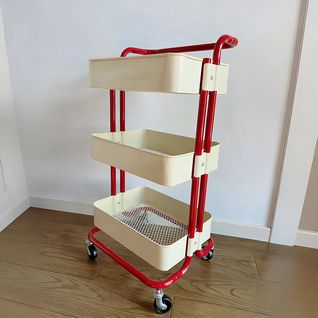 End Table | Carbon Steel | 3-Tier Storage | Rolling Cart | Living Room