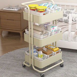 End Table | Carbon Steel | 3-Tier Storage | Rolling Cart | Living Room
