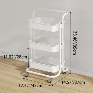 End Table | Carbon Steel | 3-Tier Storage | Rolling Cart | Living Room