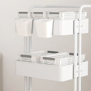 End Table | Carbon Steel | 3-Tier Storage | Rolling Cart | Living Room