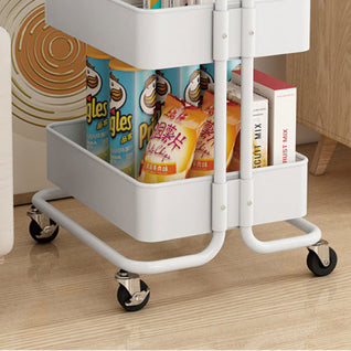 End Table | Carbon Steel | 3-Tier Storage | Rolling Cart | Living Room