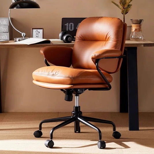 Ergonomic Desk Chair | Faux Leather Upholstered with Height Adjustment & Swivel Functionality | Home Office 0