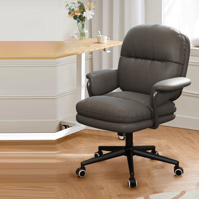 Ergonomic Desk Chair | Faux Leather Upholstered with Height Adjustment & Swivel Functionality | Home Office 2
