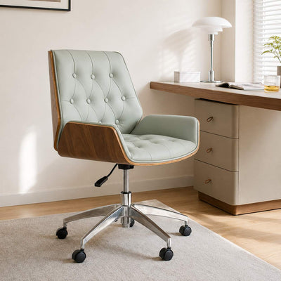 Ergonomic Desk Chair | Genuine Leather & Microfiber | Swivel & Adjustable Height | Home Office & Study 12