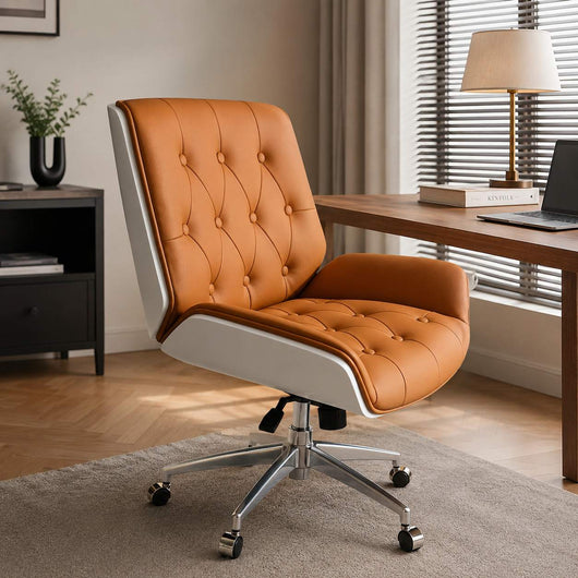 Ergonomic Desk Chair | Genuine Leather & Microfiber | Swivel & Adjustable Height | Home Office & Study 12