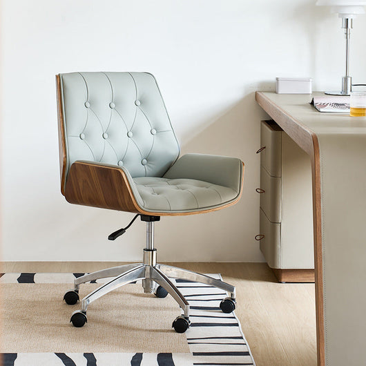 Ergonomic Desk Chair | Genuine Leather & Microfiber | Swivel & Adjustable Height | Home Office & Study 1