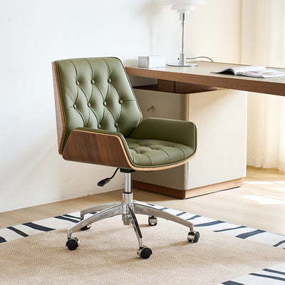 Ergonomic Desk Chair | Genuine Leather & Microfiber | Swivel & Adjustable Height | Home Office & Study 2