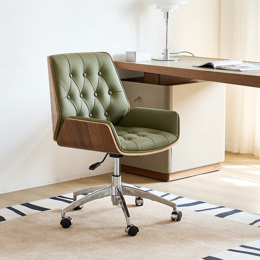 Ergonomic Desk Chair | Genuine Leather & Microfiber | Swivel & Adjustable Height | Home Office & Study 2