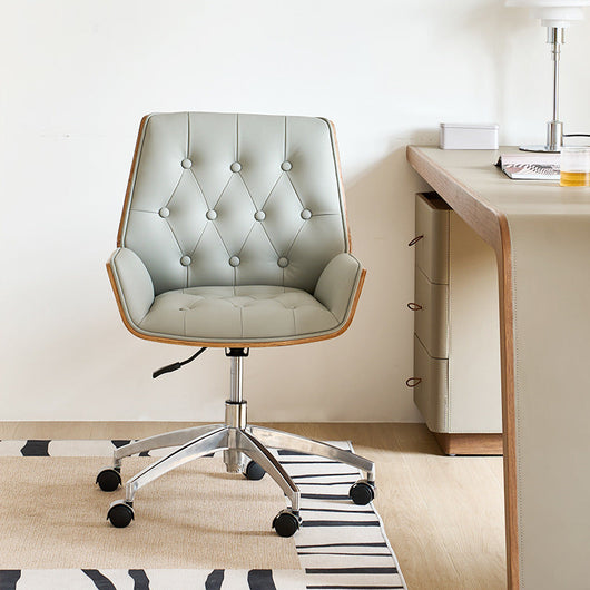 Ergonomic Desk Chair | Genuine Leather & Microfiber | Swivel & Adjustable Height | Home Office & Study 3