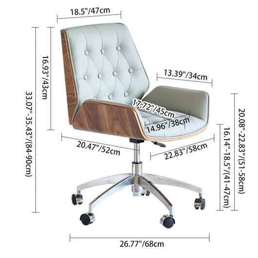 Ergonomic Desk Chair | Genuine Leather & Microfiber | Swivel & Adjustable Height | Home Office & Study 6