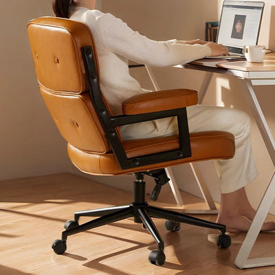 Ergonomic Desk Chair | Leather Upholstery | Adjustable Height & Swivel | Home Office 6