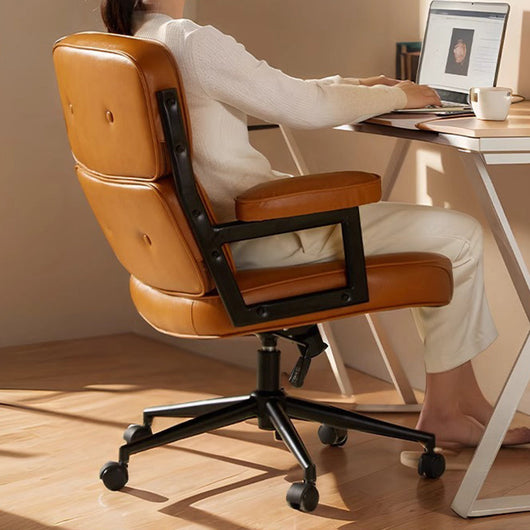 Ergonomic Desk Chair | Leather Upholstery | Adjustable Height & Swivel | Home Office 6