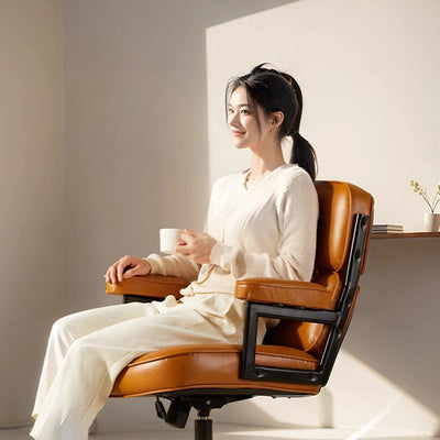 Ergonomic Desk Chair | Leather Upholstery | Adjustable Height & Swivel | Home Office 7