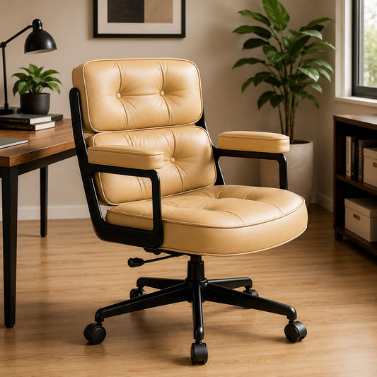 Ergonomic Desk Chair | Leather Upholstery | Adjustable Height & Swivel | Home Office 8