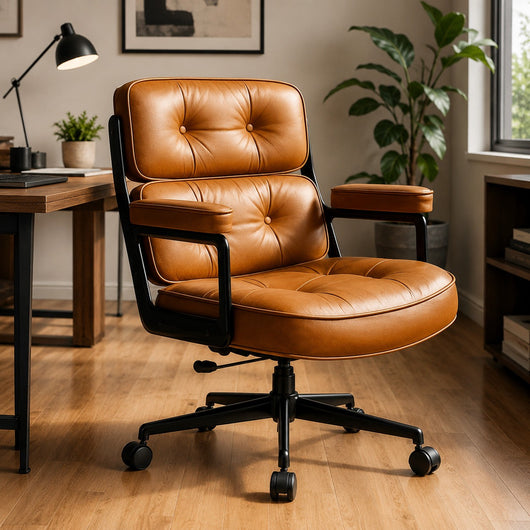 Ergonomic Desk Chair | Leather Upholstery | Adjustable Height & Swivel | Home Office 8