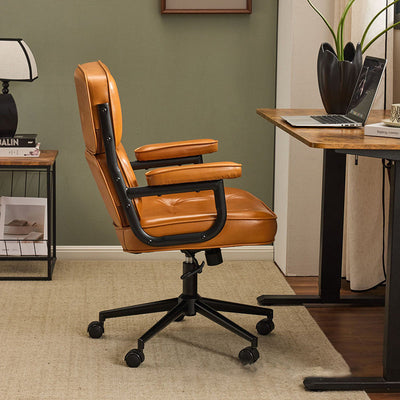 Ergonomic Desk Chair | Leather Upholstery | Adjustable Height & Swivel | Home Office 8