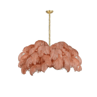 FeatherLuxe | Elegant Ostrich Feather Chandelier Light with Brass Finish 10