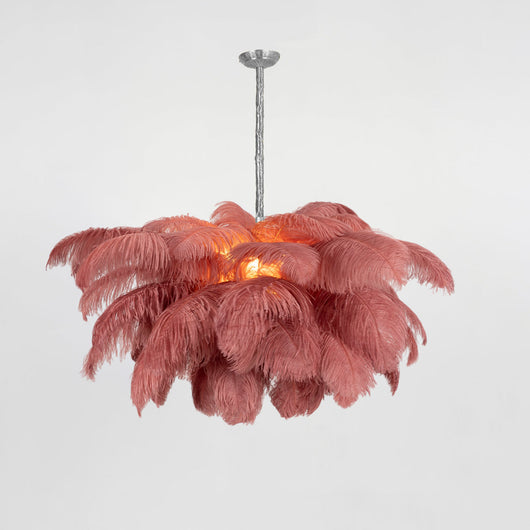 FeatherLuxe | Elegant Ostrich Feather Chandelier Light with Brass Finish 11