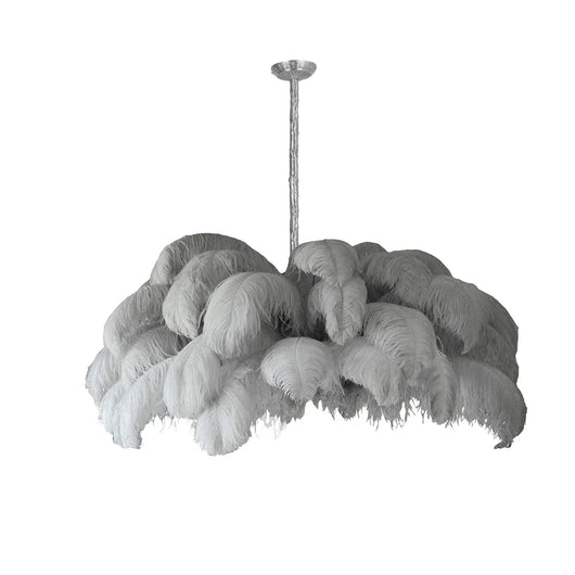 FeatherLuxe | Elegant Ostrich Feather Chandelier Light with Brass Finish 13