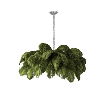 FeatherLuxe | Elegant Ostrich Feather Chandelier Light with Brass Finish 18