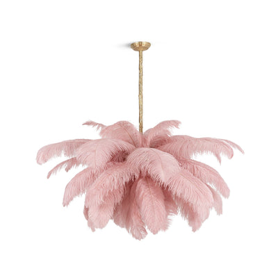 FeatherLuxe | Elegant Ostrich Feather Chandelier Light with Brass Finish 1