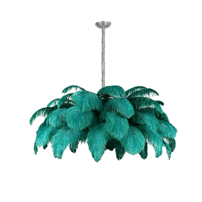 FeatherLuxe | Elegant Ostrich Feather Chandelier Light with Brass Finish 20
