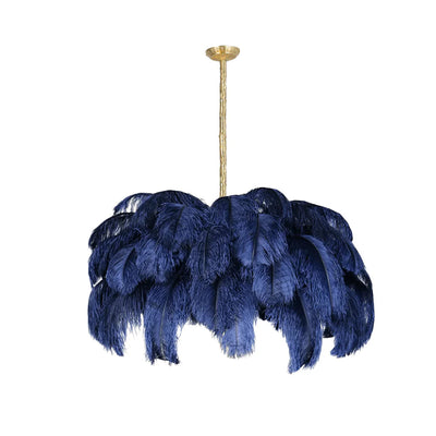 FeatherLuxe | Elegant Ostrich Feather Chandelier Light with Brass Finish 28