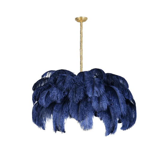 FeatherLuxe | Elegant Ostrich Feather Chandelier Light with Brass Finish 28