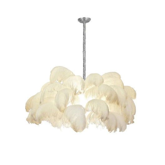 FeatherLuxe | Elegant Ostrich Feather Chandelier Light with Brass Finish 9