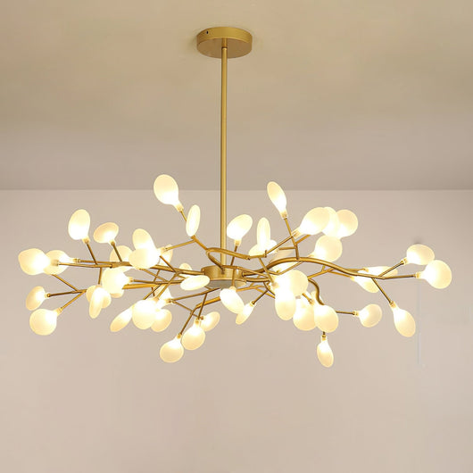 FireflyAura | Modern Gold Chandelier with Dimmable Acrylic Leaves 10
