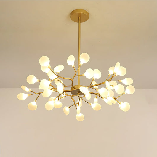 FireflyAura | Modern Gold Chandelier with Dimmable Acrylic Leaves 15