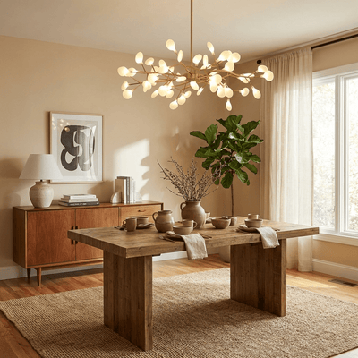 FireflyAura | Modern Gold Chandelier with Dimmable Acrylic Leaves 3