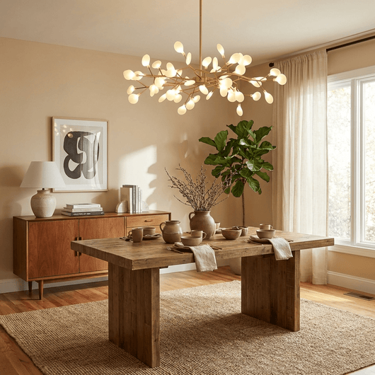 FireflyAura | Modern Gold Chandelier with Dimmable Acrylic Leaves 3