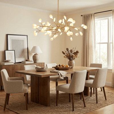 FireflyAura | Modern Gold Chandelier with Dimmable Acrylic Leaves 6