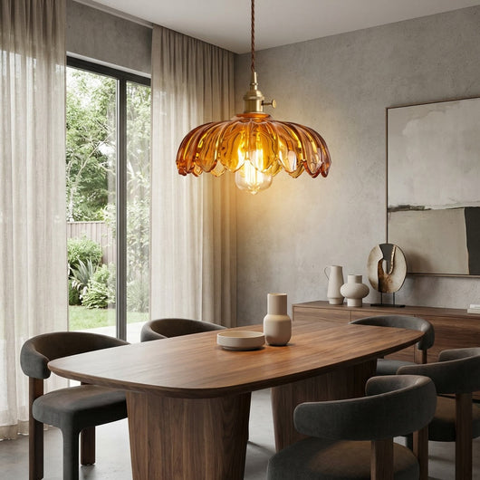 FloraGlow | Elegant Adjustable Mini Pendant Light with Floral Glass Shade 1