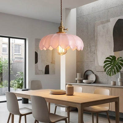 FloraGlow | Elegant Adjustable Mini Pendant Light with Floral Glass Shade 2