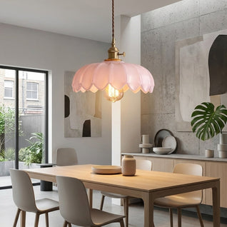 FloraGlow | Elegant Adjustable Mini Pendant Light with Floral Glass Shade