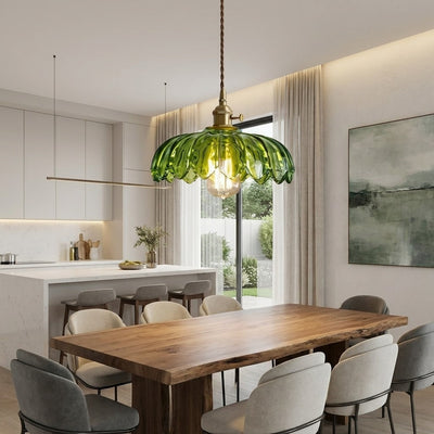 FloraGlow | Elegant Adjustable Mini Pendant Light with Floral Glass Shade 3