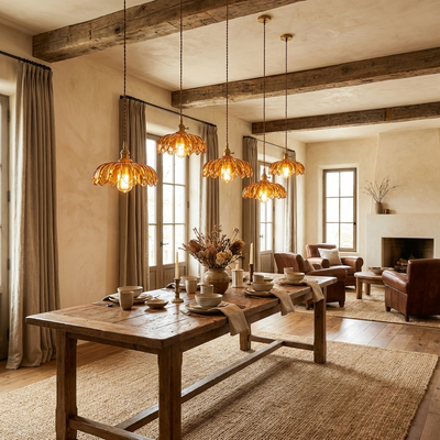 FloraGlow | Elegant Adjustable Mini Pendant Light with Floral Glass Shade 4