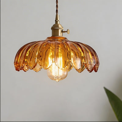 FloraGlow | Elegant Adjustable Mini Pendant Light with Floral Glass Shade 6