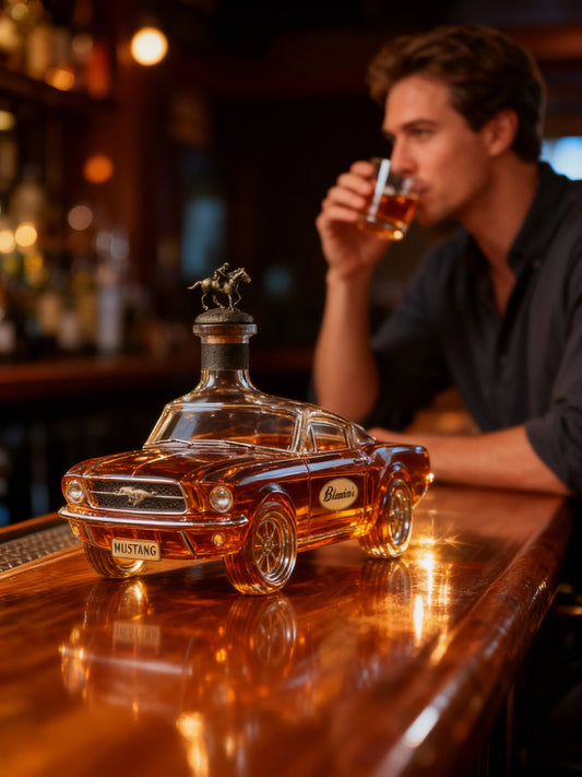 Flora | Whiskey Decanter with Mustang Design for Serving Bourbon and Spirits 0
