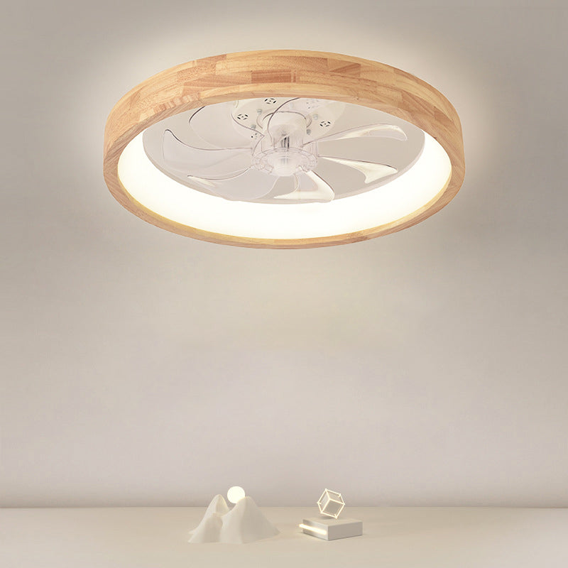 Flush Mount Ceiling Fan Light | Solid Wood & Iron, LED Design | Elegant Lighting for Bedroom & Living Room 0