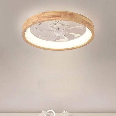 Flush Mount Ceiling Fan Light | Solid Wood & Iron, LED Design | Elegant Lighting for Bedroom & Living Room 3